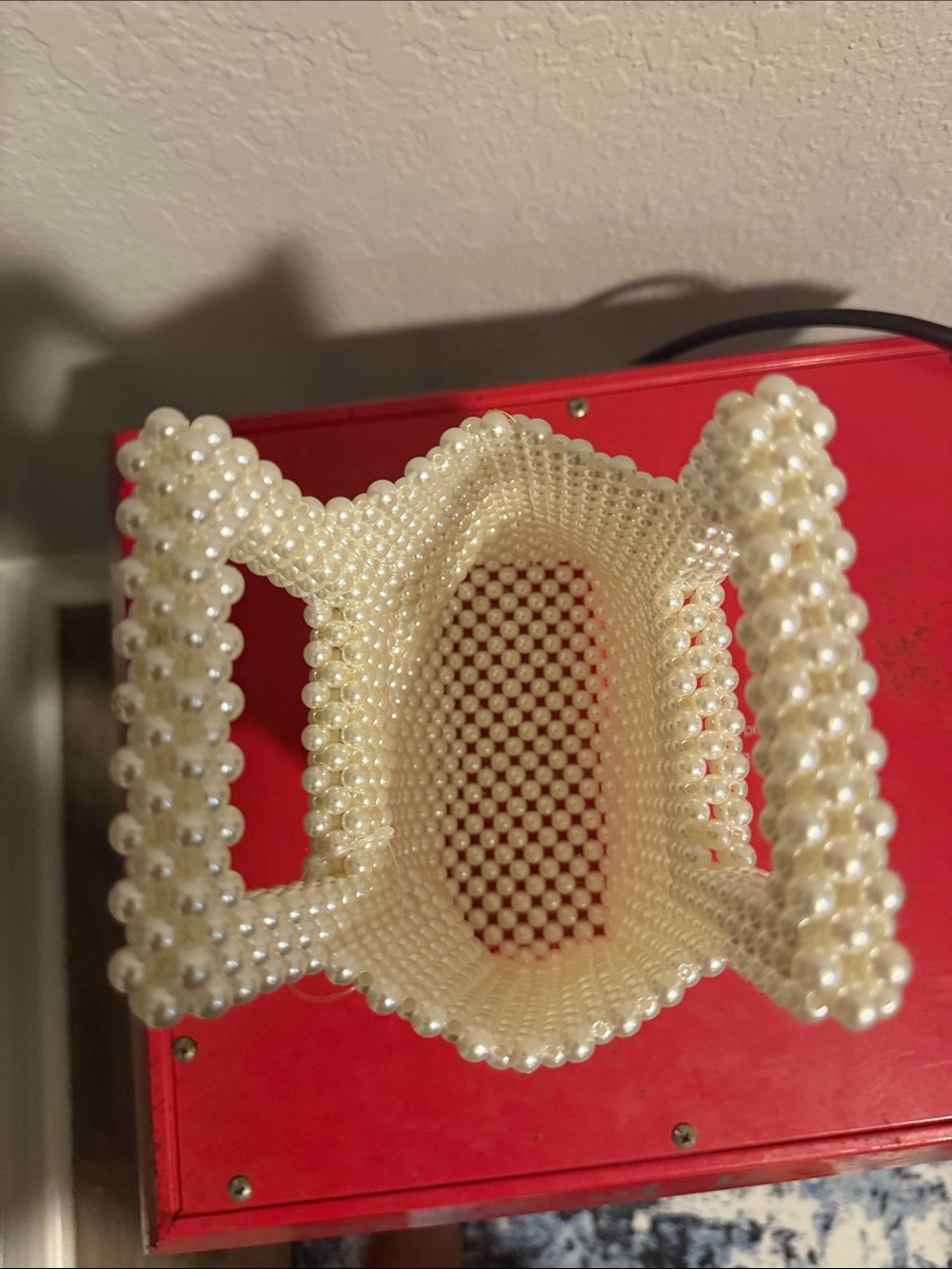 Pearl‎ Beaded Square Handle Tote - Cream - Picture 6 of 6